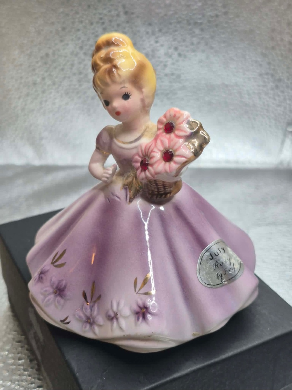 July Birthday Gift Ruby Birthstone Figurine Vintage Collectible Josef Originals
